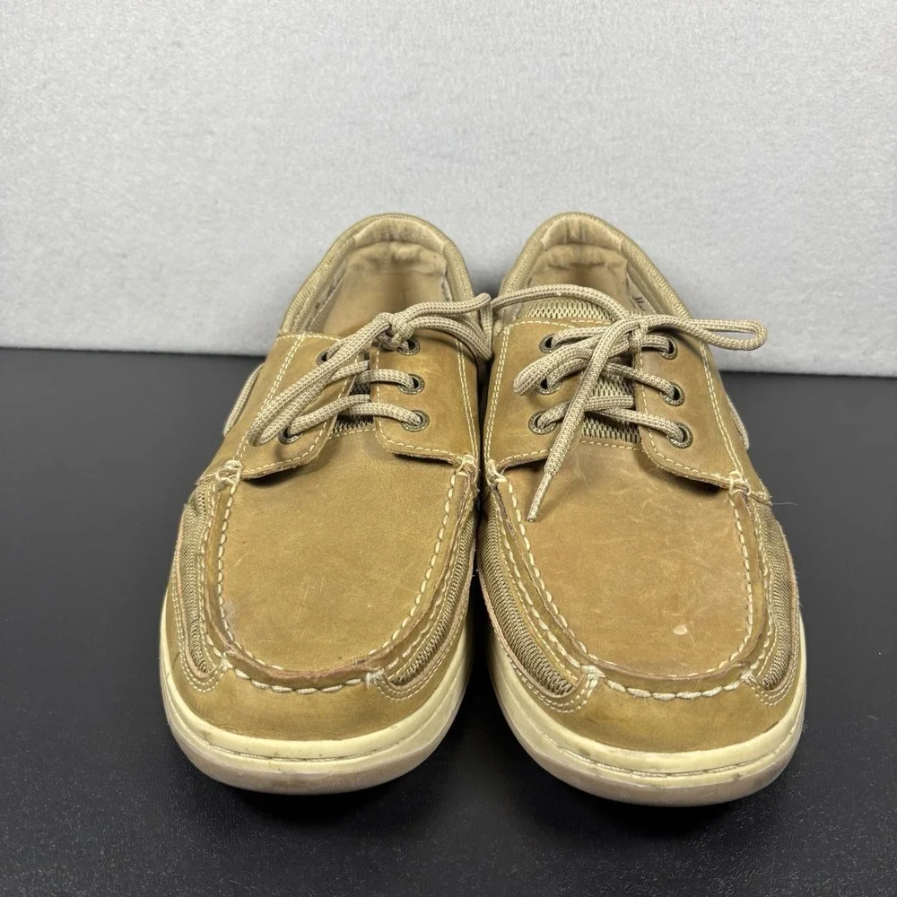 Margaritaville Anchor Mens Brown/Tan Leather Slip-On Boat Shoes/Loafers Sz 11.5